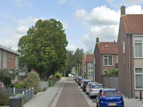 Foto van de locatie van de werkzaamheden in de Dr. Schaepmanstraat in Sliedrecht