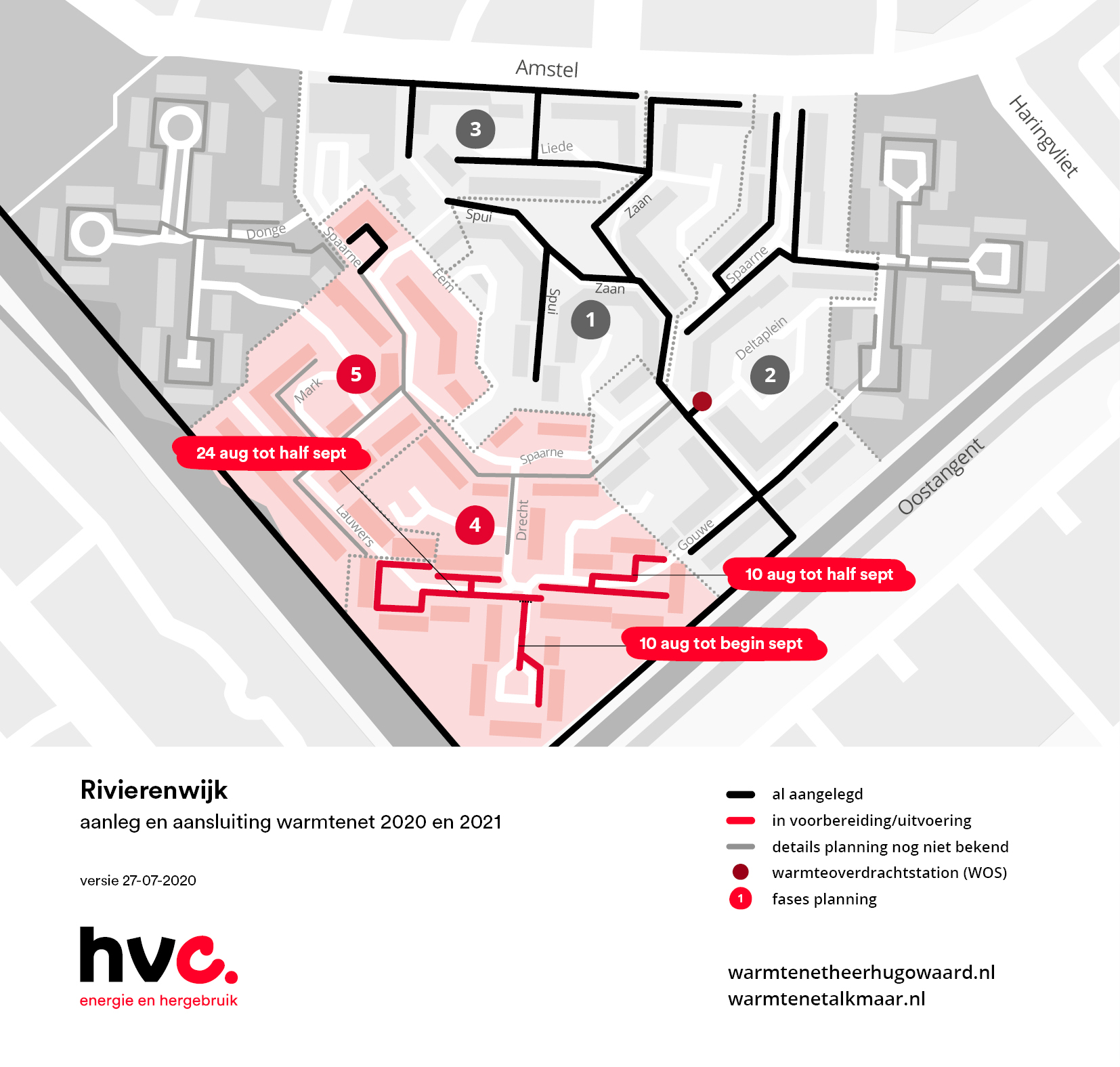 Kaart werkzaamheden Rivierenwijk Heerhugowaard