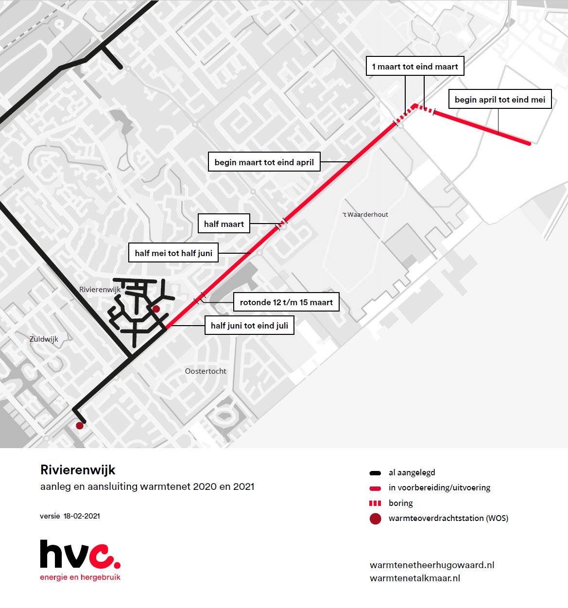 Planning van werkzaamheden warmtenet De Draai