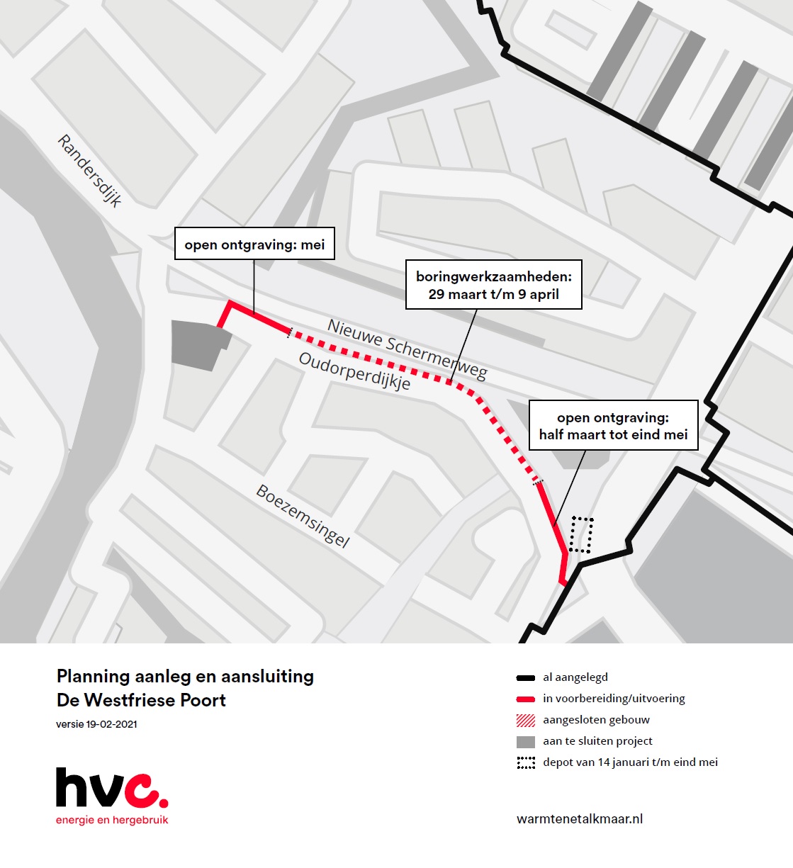 Planning van werkzaamheden warmtenet Oudorperdijkje