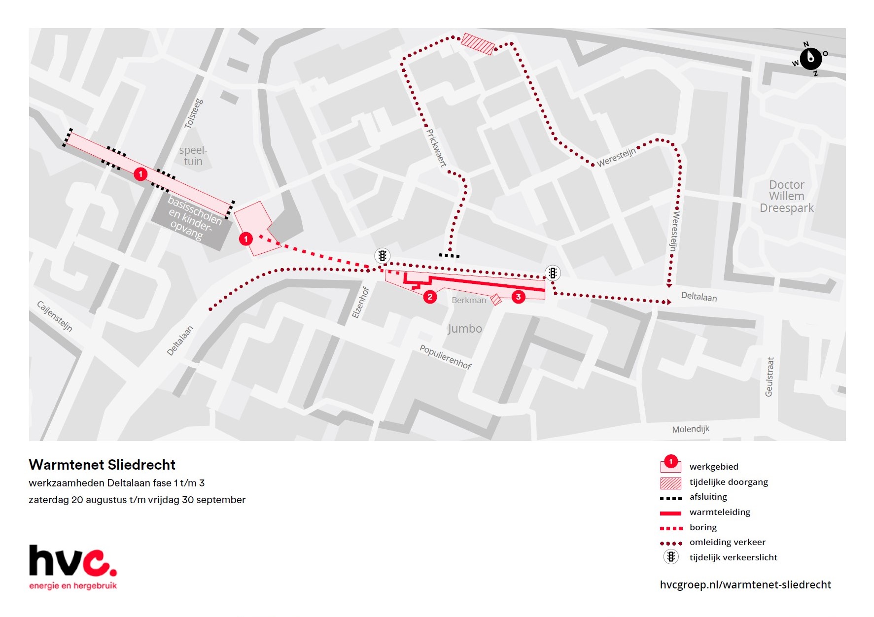 Plattegrond 2 met daarop de locatie van de werkzaamheden in de Deltalaan in Sliedrecht