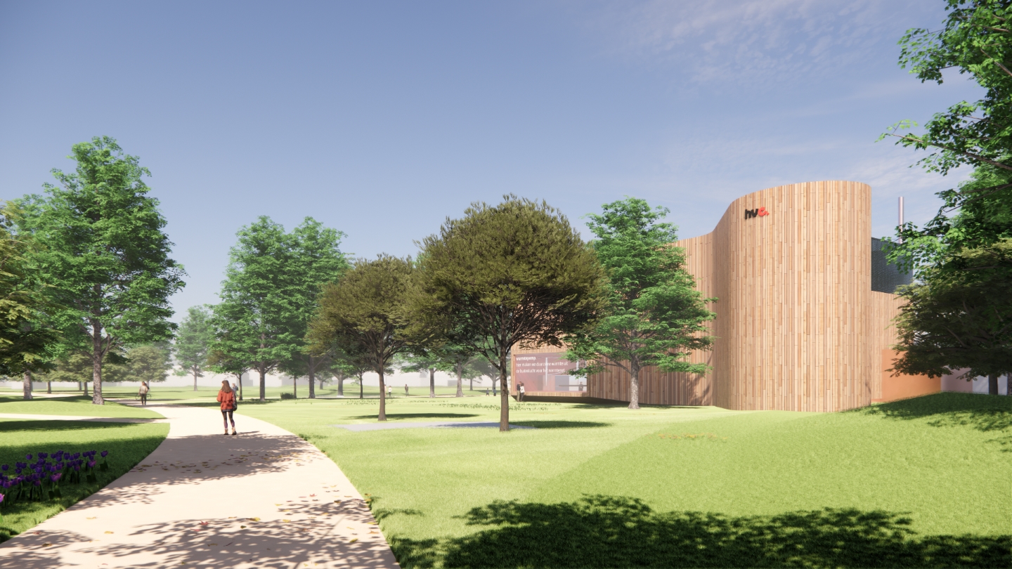 voorbeeld van het ontwerp van de lucht-waterwarmtepomp in Hendrik-Ido-Ambacht