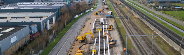 foto van de locatie van de werkzaamheden langs de Parallelweg in Sliedrecht