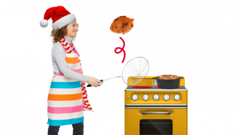 Vrouw maakt oliebollen