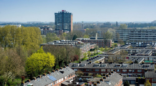 Luchtfoto van de Gildenwijk in Gorinchem door fotograaf Erno Wientjes