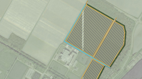 Schets ontwerp zonnepark Sunspace