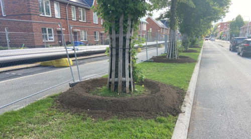 Foto van de werkzaamheden in de Thorbeckelaan in Sliedrecht