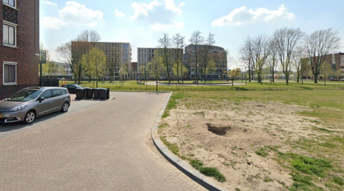 Foto van de locatie van de werkzaamheden in de Professor Gunninglaan in Dordrecht