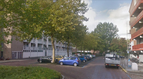 Foto van de locatie van de werkzaamheden in de Kapteynweg in Dordrecht