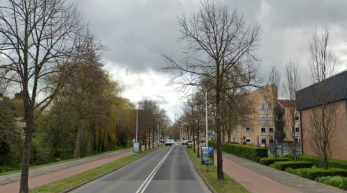 Foto van de locatie van de werkzaamheden in de Thorbeckelaan in Sliedrecht