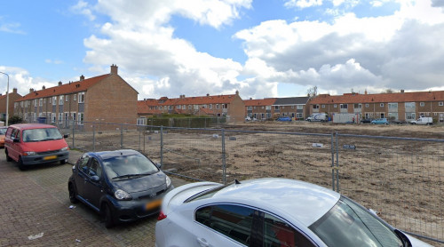Foto van de locatie van de werkzaamheden in de Professorenbuurt in Sliedrecht