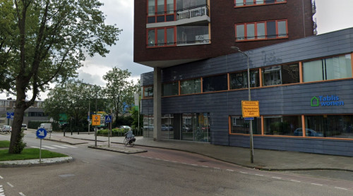 Foto van de locatie van de werkzaamheden in de Deltalaan nabij de Zuiderzeestraat
