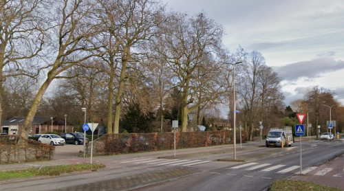 Foto van de locatie van de werkzaamheden in de Thorbeckelaan in Sliedrecht