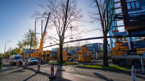 Foto van een HDD gestuurde boring op de Deltalaan in Sliedrecht