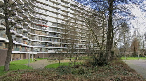 Foto van de locatie van de werkzaamheden op het P.J. Oudplein in Zwijndrecht