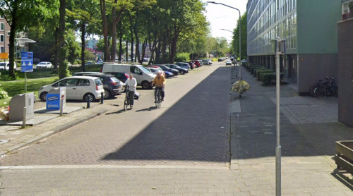 Foto van de locatie van de werkzaamheden in de Nolensweg in Dordrecht.