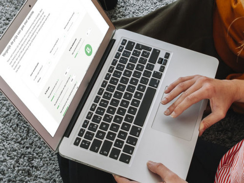 Mevrouw op laptop die de prijs van gas met warmte vergelijkt