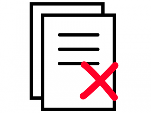 document met rood kruis onderaan de pagina
