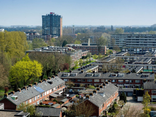 Luchtfoto van de Gildenwijk in Gorinchem door fotograaf Erno Wientjes