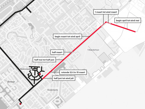 Planning van werkzaamheden warmtenet De Draai