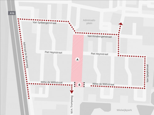 Plattegrond van de werkzaamheden MH Trompweg