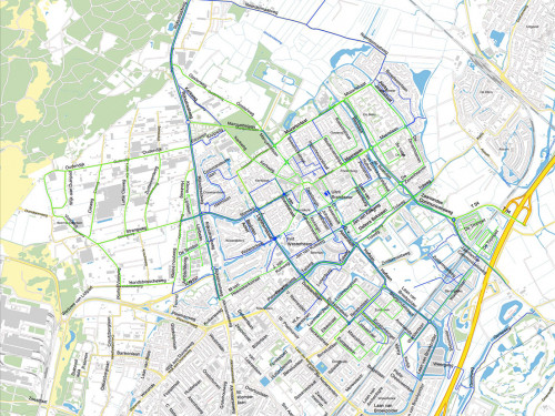 plattegrond van strooiroutes in de gemeente Heemskerk