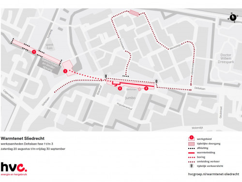 Plattegrond 2 met daarop de locatie van de werkzaamheden in de Deltalaan in Sliedrecht