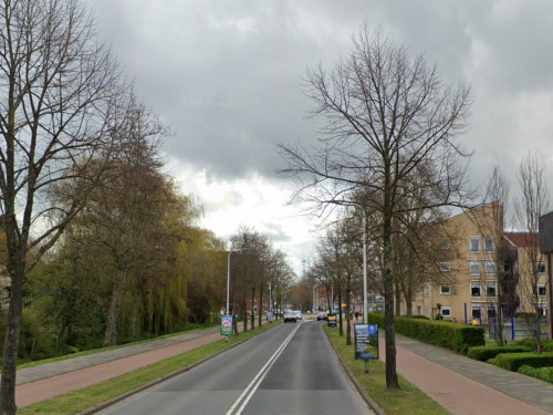 Foto van de locatie van de werkzaamheden in de Thorbeckelaan in Sliedrecht