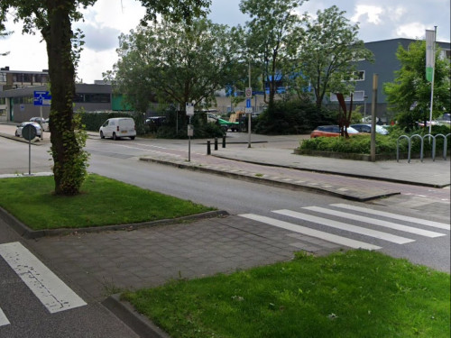 Foto van de locatie van de werkzaamheden in de Deltalaan in Sliedrecht