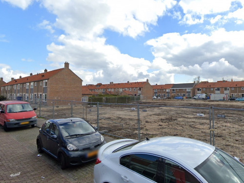 Foto van de locatie van de werkzaamheden in de Professorenbuurt in Sliedrecht