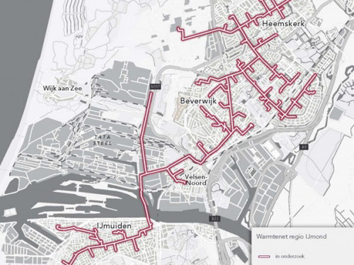 Plattegrond warmtenetwerk IJmond