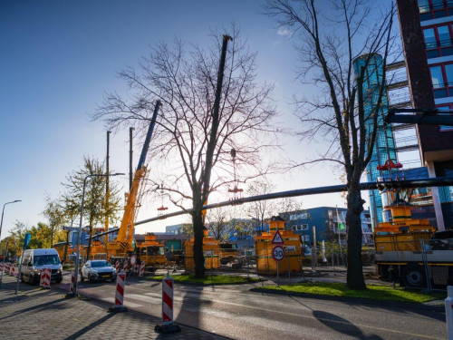 Foto van een HDD gestuurde boring op de Deltalaan in Sliedrecht