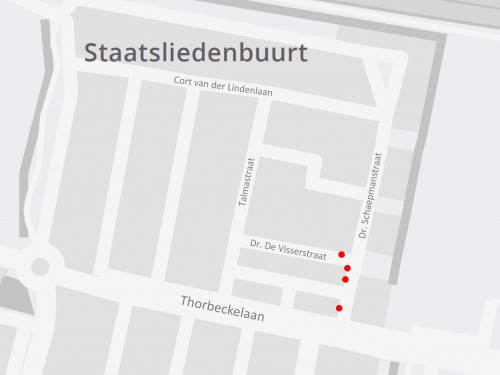 Plattegrond met daarop de locatie van de werkzaamheden in de Doctor Schaepmanstraat in Sliedrecht