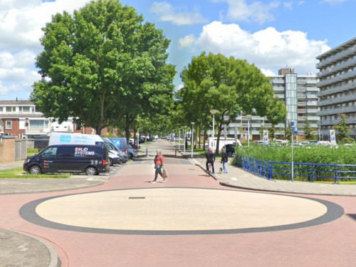 Foto van de locatie van de werkzaamheden in de P.C. Hooftlaan in Papendrecht waar de werkzaamheden uitgevoerd worden.