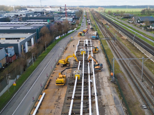 foto van de locatie van de werkzaamheden langs de Parallelweg in Sliedrecht