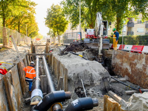 aanleg warmtenet leidingen in de grond