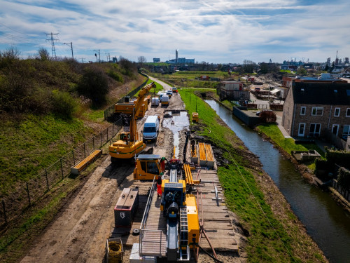 Foto van de locatie van de boorwerkzaamheden langs Intermezzo in Sliedrecht.