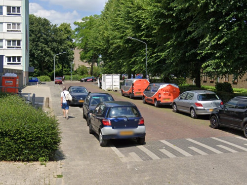 Foto van de locatie van de werkzaamheden in de Kappeijne van de Coppelloweg in Dordrecht.