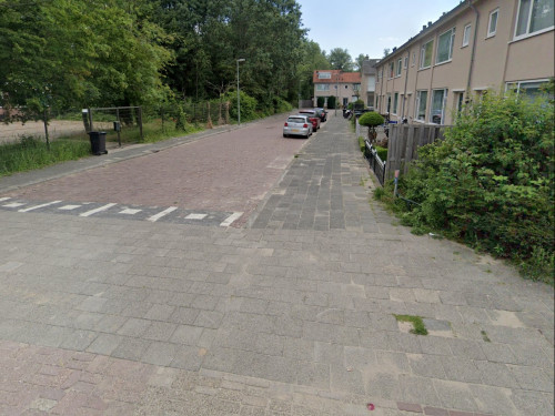 Foto van de locatie van de werkzaamheden in de Piet Heynstraat in Dordrecht.