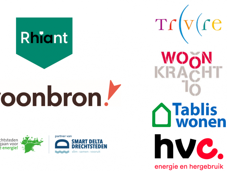 logo partners Rhiant, Woonbron, Smart Delta Drechtsteden, Trivire, Woonkracht10, Tablis Wonen en HVC