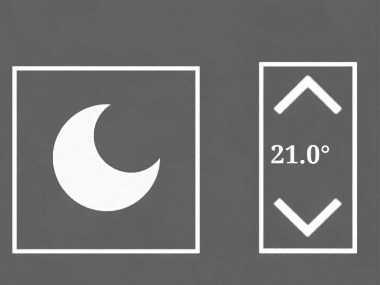 thermostaat - nachtstandicoon en icoon temperatuur instellen